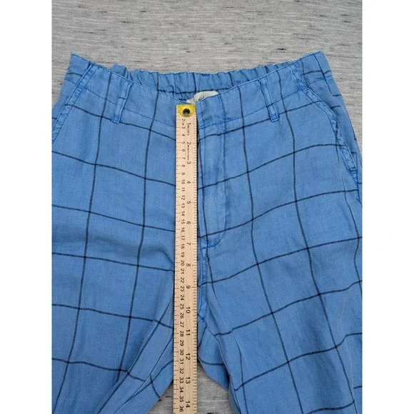 Sundance‎ Pants Womens 2 Blue Windowpane Linen Lightweight Elastic Waist Casual - Picture 3 of 8